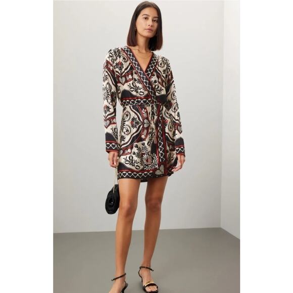 Farm Rio Scarf Wrap Mini Dress Size Small - Picture 1 of 11